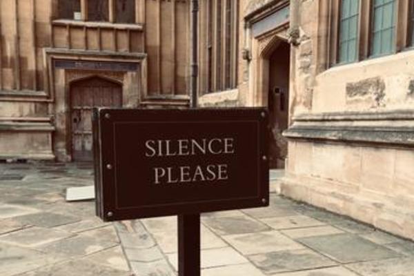 Sign in University saying Silence Please