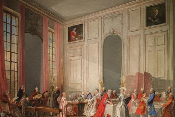 18th century painting of Afternoon Tea at the Temple