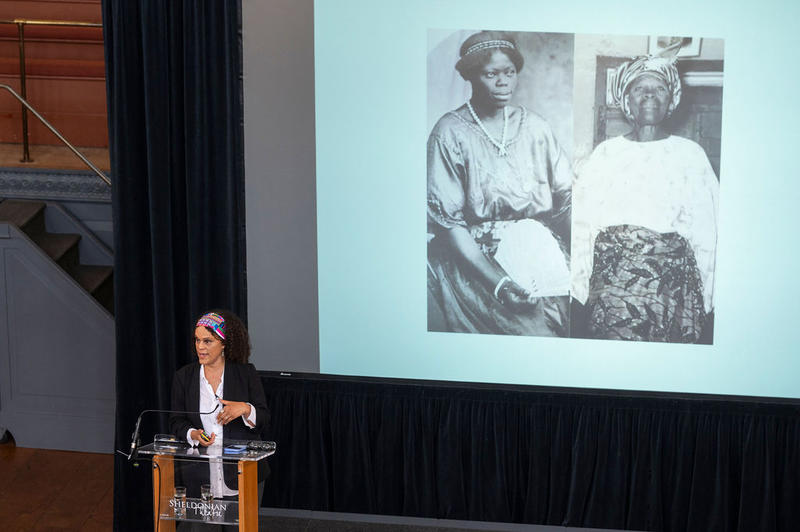 Bernardine Evaristo giving the Visiting Professor of Creative Media talk