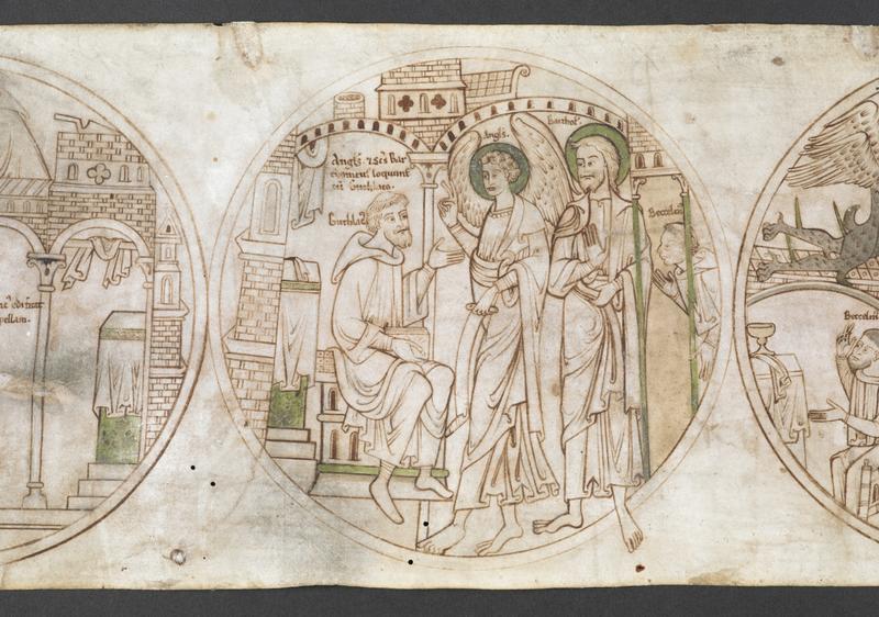 illustration from Harley Roll Y 6 – the Guthlac Roll (courtesy of the British Library)