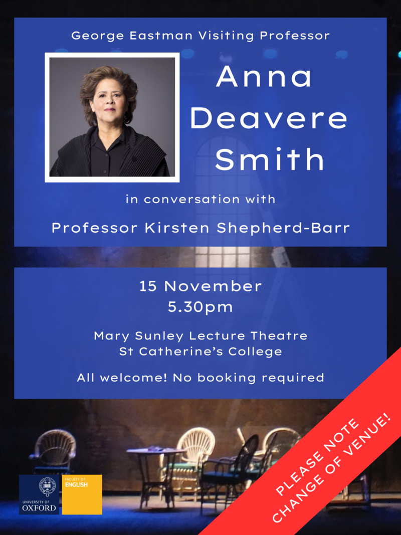 Anna Deavere Smith in conversation event poster