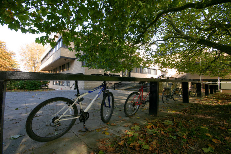 faculty building with bikes in foreground