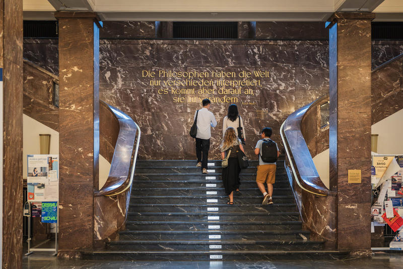 Students on staircase at Humboldt University