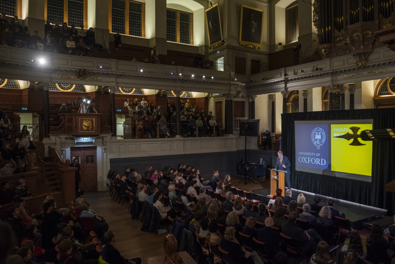 Stephen Fry giving a lecture at Oxford University in January 2025