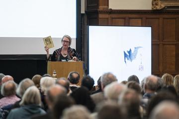A E Stallings during her inaugural Professor of Poetry lecture