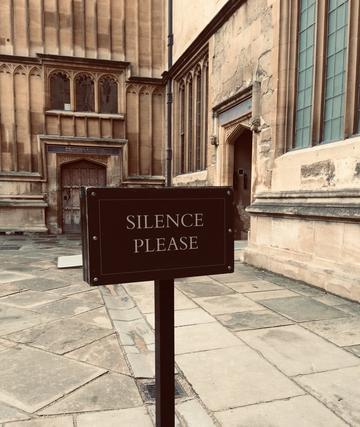 Sign in University saying Silence Please
