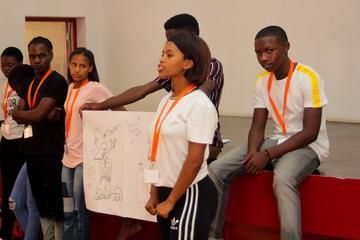Students giving presentation at Accelerate Hub workshop