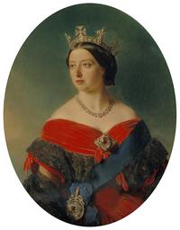 Painted portrait of Queen Victoria wearing the Koh-i-Noor diamond as a brooch